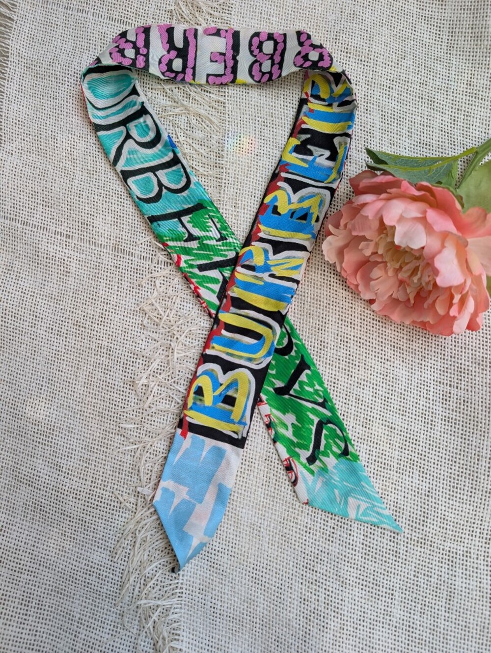 Rare Burberry Twilly Skinny Scarf